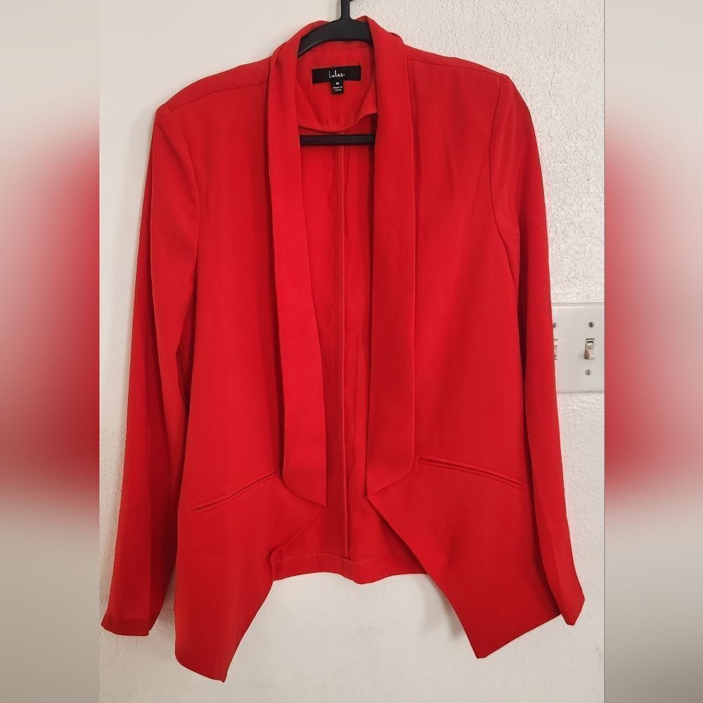 Lulu's Miss Punctuality Red Lightweight Blazer Size Medium - Picture 2 of 11